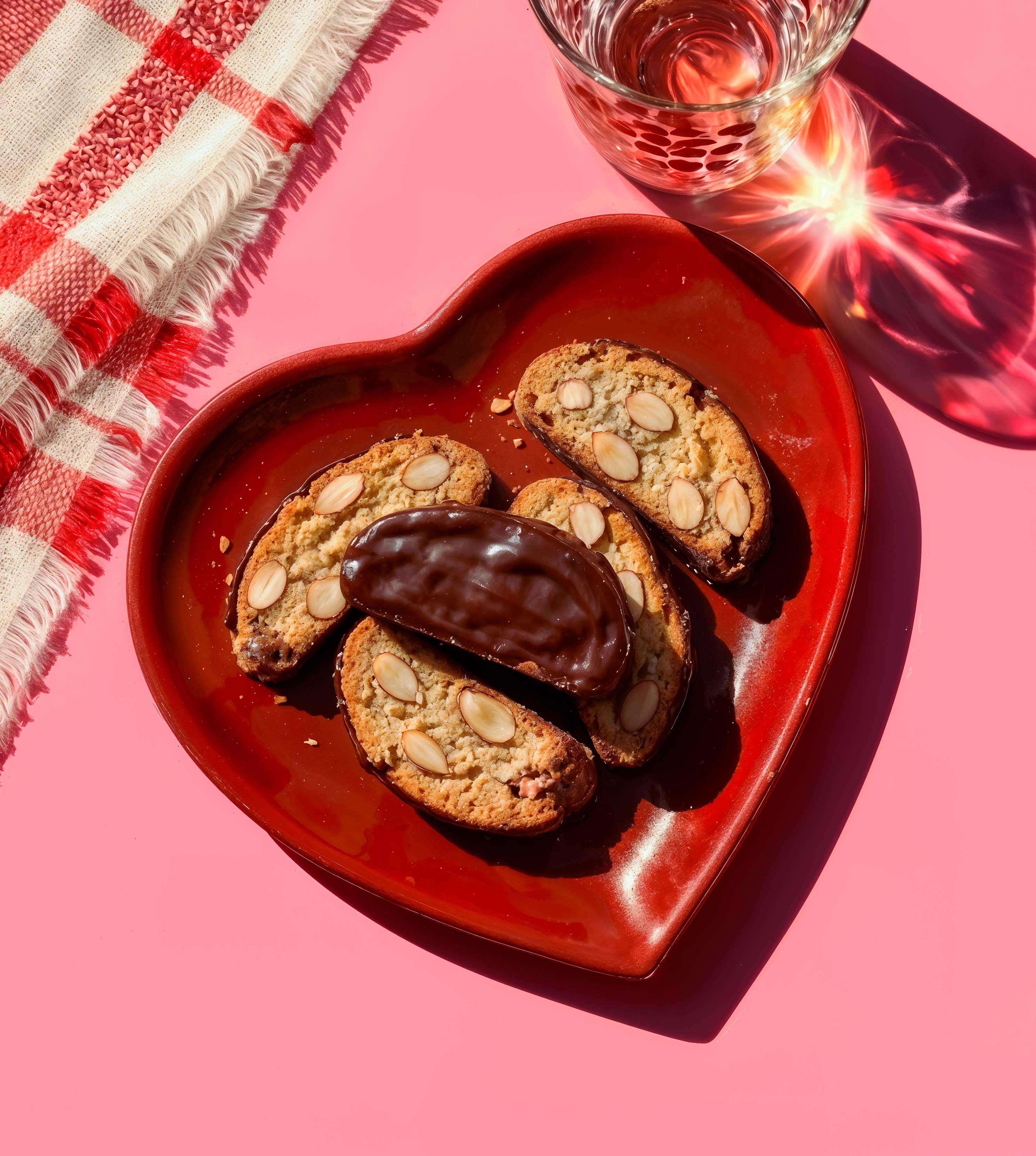 Carquiñolis de almendra bañados en chocolate negro